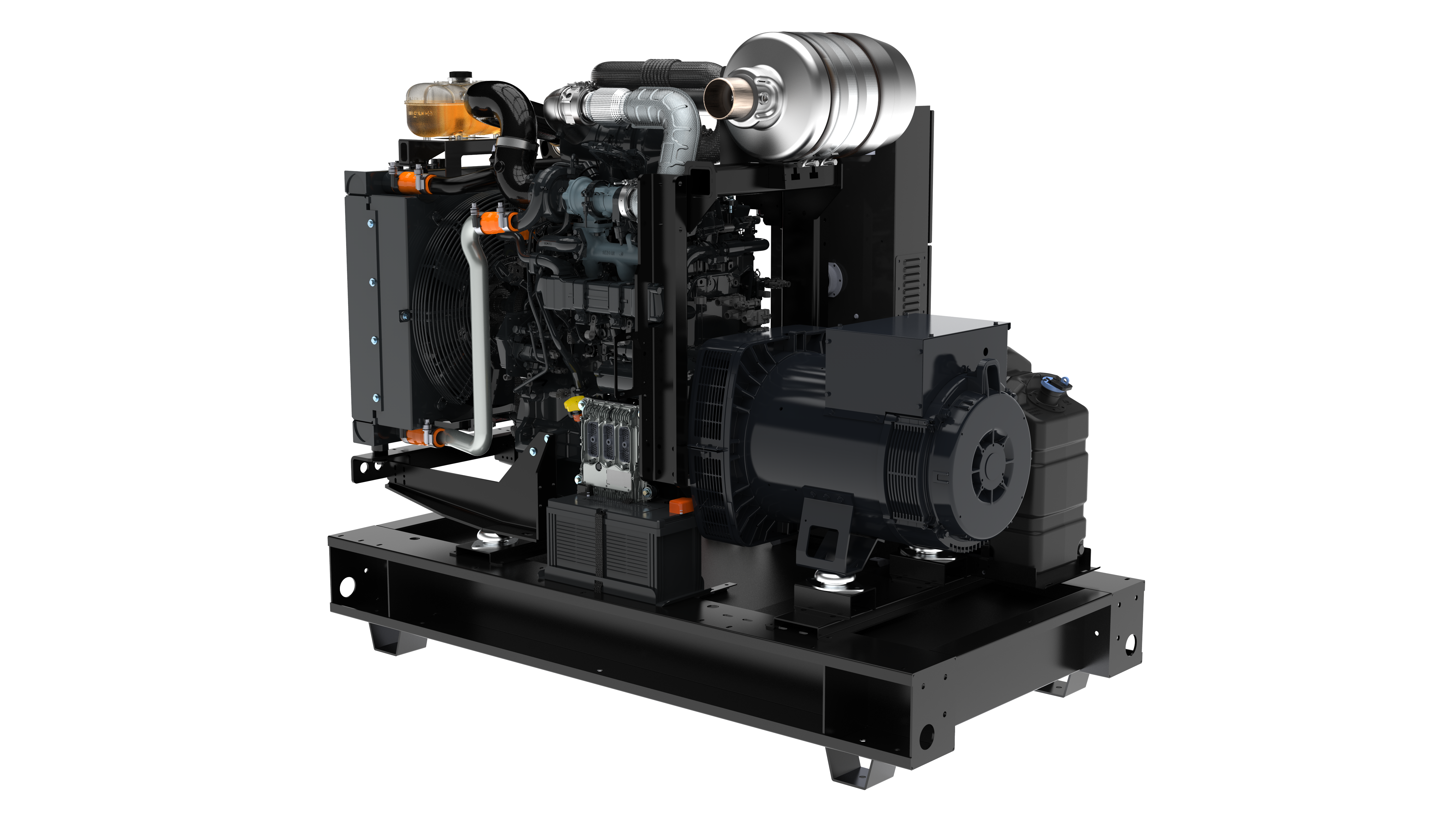 This open skid generator meets EPA Tier 4 emissions standards.